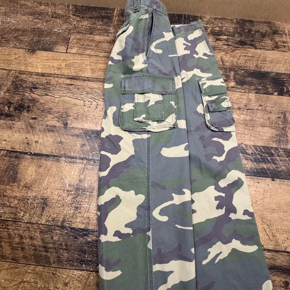 Camo wide leg Cargo Pants 36x30 Camouflage Relaxed Fit Heavy Stone Washed Cotton